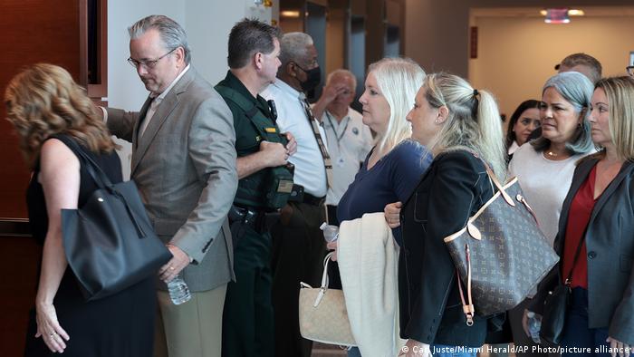 Relatives and family members arrive on the first day of the sentencing trial for convicted Parkland school shooter Nikolas Cruz