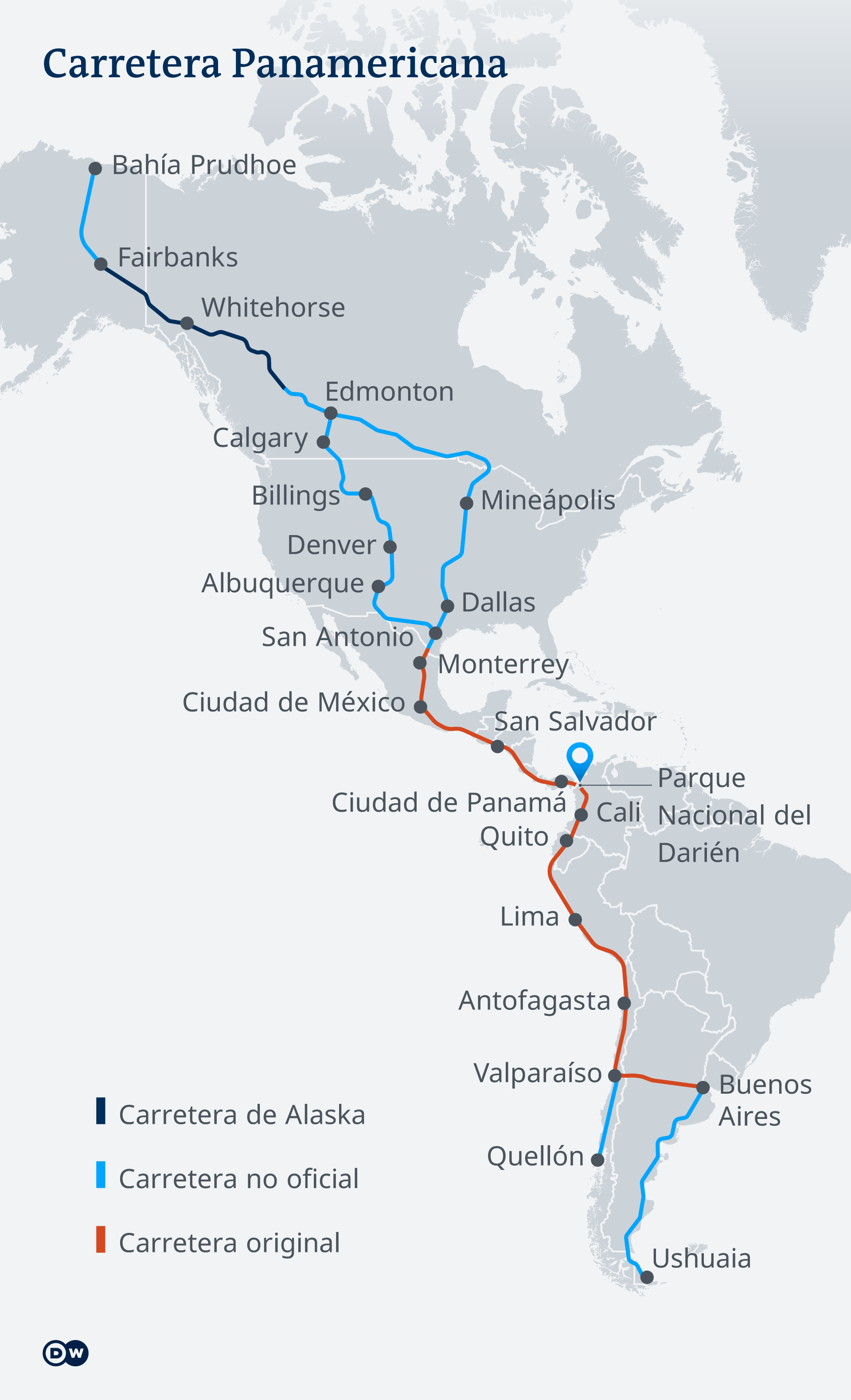 Mapa de la Ruta Panamericana.