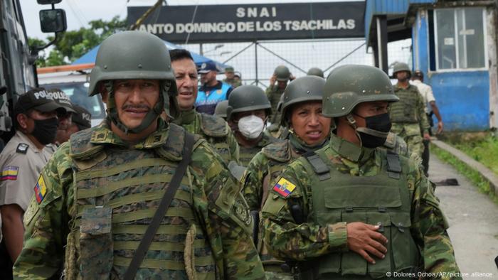 Soldiers outside the Bellavista prison during an incident in May.