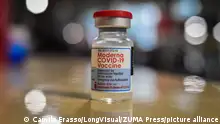 August 7, 2021, Ipiales, Narino, Colombia: A vial of the Moderna COVID-19 Vaccine as people from ages 25 to 30 start their vaccination phase with the Moderna novel COVID-19 vaccine against the Coronavirus disease in Ipiales - NariÃÂ±o, Colombia on August 2, 2021. (Credit Image: Â© Camilo Erasso/LongVisual via ZUMA Press Wire
