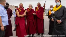 15.07.2022
Tibetan spiritual leader the Dalai Lama arrives at the airport in Leh, Ladakh, India, Friday, July 15, 2022. The visit is also his first since India split the high-altitude region from disputed Kashmir and took direct control of it in 2019 while revoking the entire territory's semiautonomous status. A year after that change, Indian and Chinese troops came close to war in Ladakh and ever since they have been locked in a military standoff along their disputed border. (AP Photo/Tenzin Choejor)