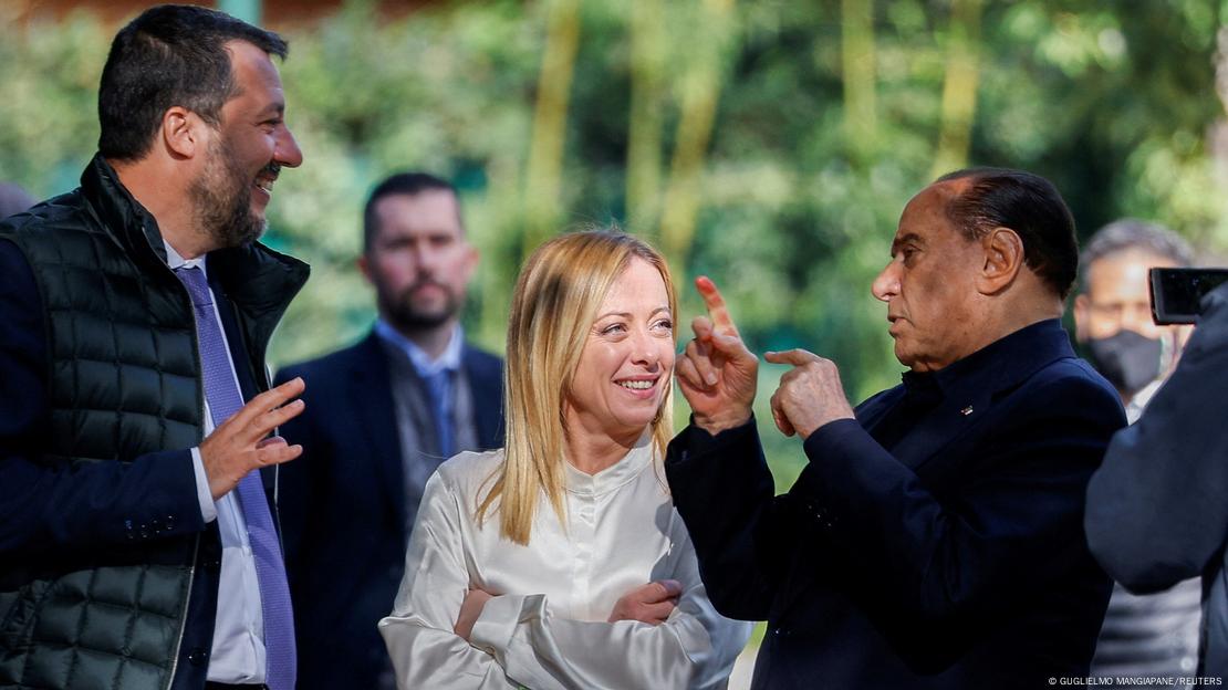 Џорџа Мелони, Матео Салвини и Силвио Берлускони - десничарската тројка во Италија