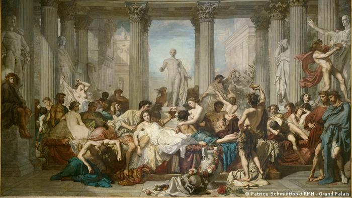 Das Gemälde Die Dekadenz der Römer von Thomas Couture (1847) hängt eigentlich im Musée d’Orsay in Paris.