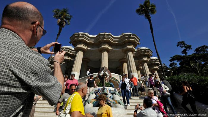 Spain Barcelona Park Güell tourists 