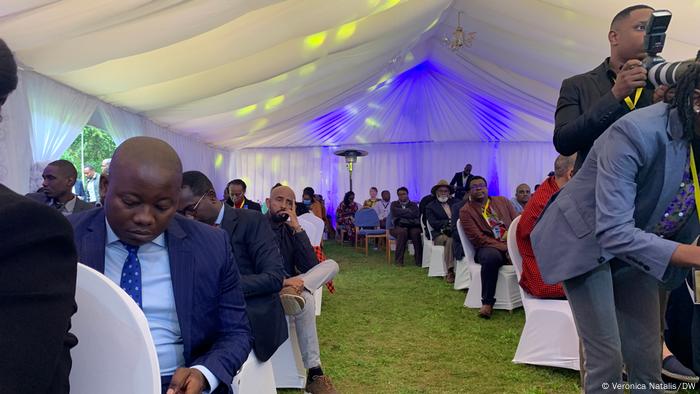 Delegates sitting inside a marquee at the Africa Drive for Democracy Conference