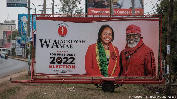 George Wajackoyah und Justina Wamae on an election billboard