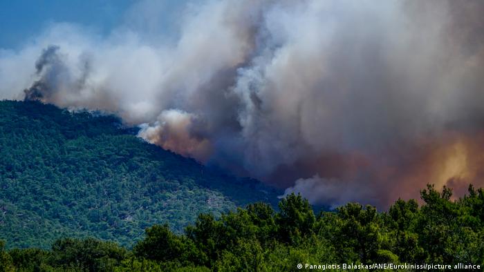 Fire brigade units from the mainland Greece were on their way to Lesbos to help fight a large wildfire 