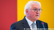 Frank-Walter Steinmeier, Bundespräsident der Bundesrepublik Deutschland, spricht beim Libori-Mahl der Liborigilde im Rathaus von Paderborn. +++ dpa-Bildfunk +++