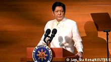Philippine President Ferdinand Marcos Jr. delivers his first State of the Nation Address, in Quezon City, Metro Manila, Philippines, July 25, 2022. Jam Sta Rosa/Pool via REUTERS