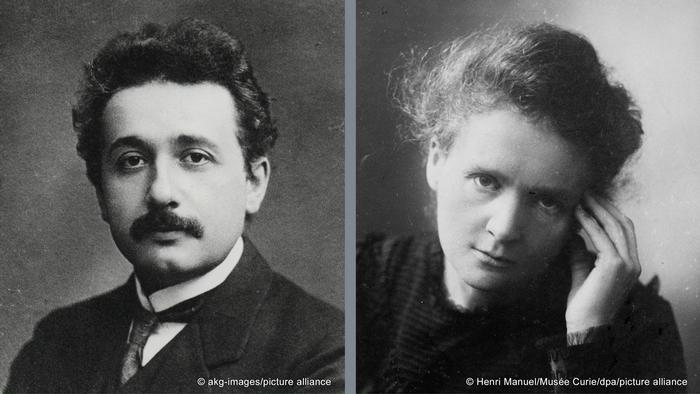 Albert Einstein y Marie Curie.