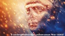 26.7.2022, Trier, Deutschland, Plakat zur Ausstellung Der Untergang des Römischen Reiches in Trier