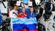 Kosmonot Rusia Oleg Artemyev, Denis Matveev, dan Sergey Korsakov berpose dengan bendera Republik Rakyat Luhansk di Stasiun Luar Angkasa Internasional (ISS), Juli 2022 Kosmonot Rusia Oleg Artemyev, Denis Matveev, dan Sergey Korsakov berpose dengan bendera Republik Rakyat Luhansk di Stasiun Luar Angkasa Internasional (ISS), Juli 2022