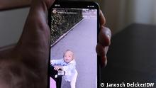 25/07/2022 A cell phone displaying an Instagram video of four-year-old Liza Dmitrieva, which was filmed by her mother shortly before Liza was killed by a Russian missile strike in the Ukrainian city of Vinnytsia.
Copyright: Janosch Delcker / DW
