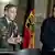 David Petraeus und Karl-Theodor zu Guttenberg stehen nebeneinander an Pulten während einer Pressekonferenz im Verteidigungsministerium. Zwischen ihnen hängt eine deutsche Flagge (Foto: dpa)