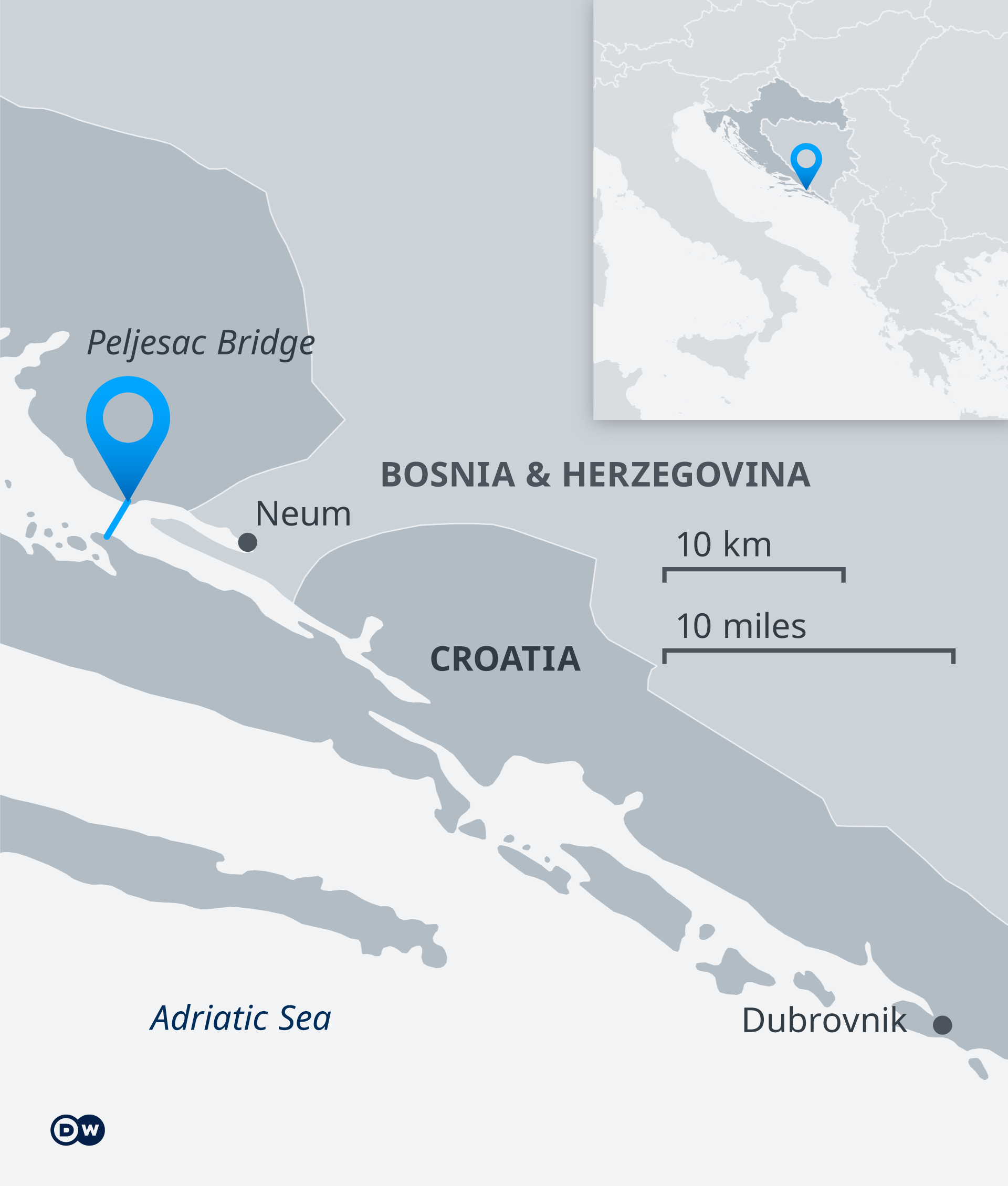  Location of Pelejsac Bridge within Croatia
