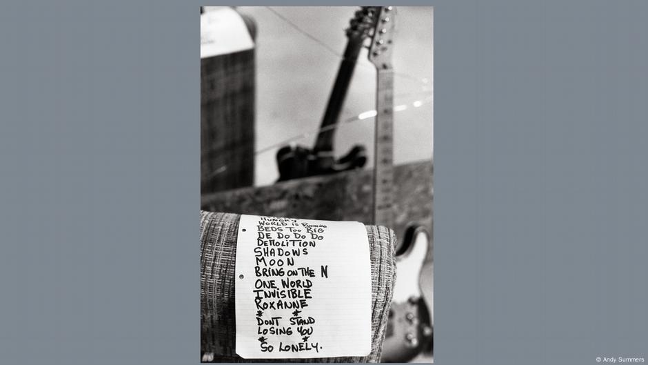 Andy Summers A Certain Strangeness in Wetzlar, sheet of paper with names of songs