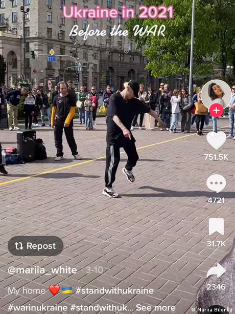 Rapper dances on Kiev street - Mariia Bilenka's TikTok video 