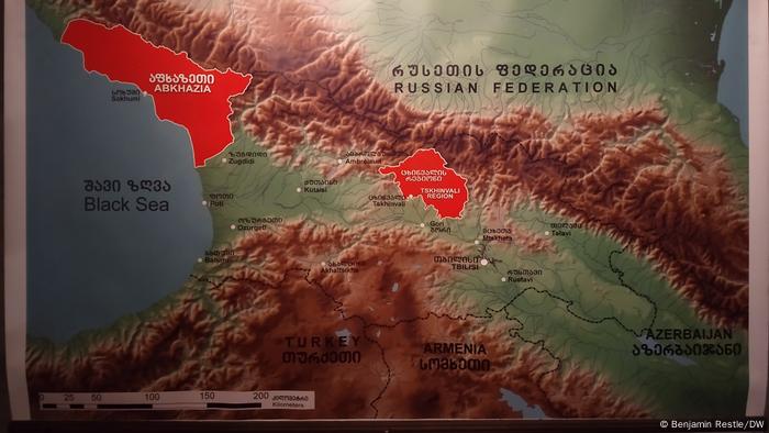 A large map in the Georgian National Museum marks out Abkhazia and Tskhinvali region, better known as South Ossetia, where Russia has maintained a military presence since 2008.