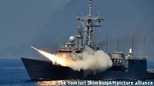 27.7.2022***A Cheng Kung class Naval vessel frigate launches an anti-air- missile during the annual Han Kuang military exercises, on the eastern coast near the city of Yilan, Taiwan, on July 26, 2022. Taiwanese President Tsai Ing-wen observed the drill amid Chinese invasion fears. ( The Yomiuri Shimbun via AP Images )
