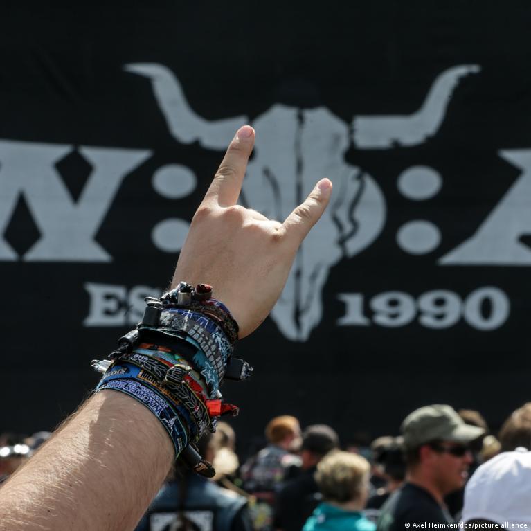 Wacken, Germany. 01st Aug, 2023. White underpants with the inscription  WOA23 hang under a tent roof on the festival grounds, which are soaked  and muddy from the rain. The Wacken Open-Air (WOA)