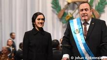 Guatemalan new President Alejandro Giammattei and daugther Marcela are posing during his inauguration ceremony at the National Theater, in Guatemala City, on January 14, 2020. - The doctor right-wing Alejandro Giamattei assumes as president of Guatemala in replacement of the unpopular Jimmy Morales, with the promise of attacking corruption and contain the high levels of poverty. (Photo by Johan ORDONEZ / AFP)