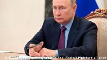 Russian President Vladimir Putin chairs a meeting on metals industries via videoconference in Moscow, Russia, Monday, Aug. 1, 2022. (Pavel Byrkin, Sputnik, Kremlin Pool Photo via AP)