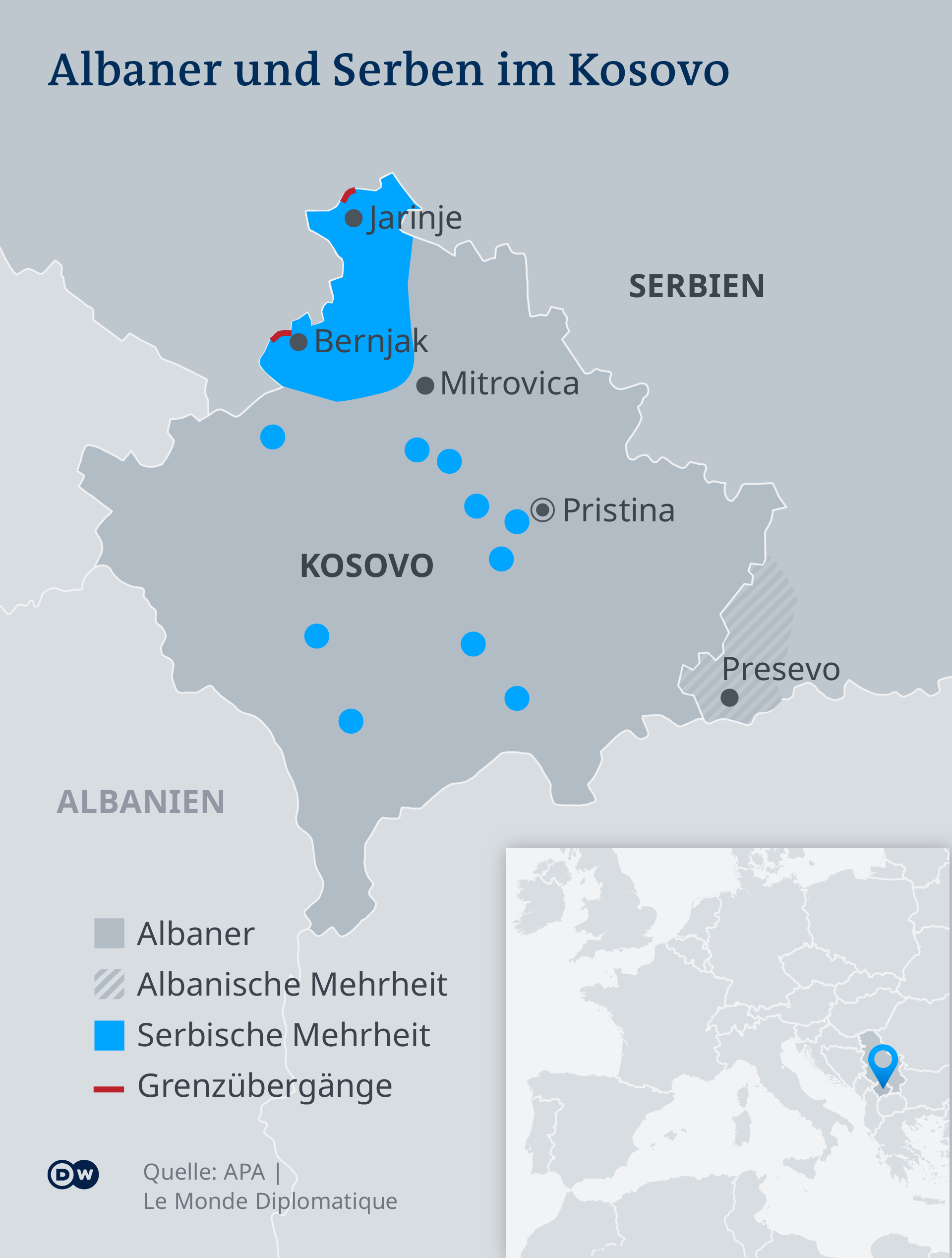 Infografik Karte Bevölkerungsanteile im Kosovo DE