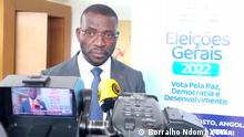 CNE rejects campaign initiated by civil society over vote counting 03.08.22 / Luanda, Angola+++Manuel Pereira da Silva, President of the National Electoral Commission // Angola's National Electoral Commission considers a violation of the law the call by civil society and the opposition urging voters to remain at polling stations after voting on August 24. Copyright: Borralho Ndomba / DW 