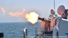 (220713) -- SHANGHAI, July 13, 2022 (Xinhua) -- Photo taken on July 12, 2022 shows a maritime drill held by navies of China and Pakistan. Navies of China and Pakistan concluded a four-day joint maritime exercise codenamed Sea Guardians-2 on Wednesday. (Photo by Geng Haipeng/Xinhua)