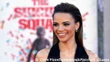 Actress Leslie Grace poses at the premiere of the film The Suicide Squad at the Regency Village Theatre, Monday, Aug. 2, 2021, in Los Angeles. (AP Photo/Chris Pizzello)