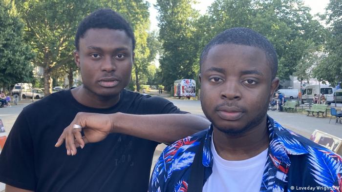 Nigerian students Xavier (left) and Ikem are anxious about the future | Photo: Loveday Wright