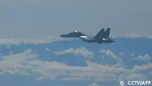 This screen grab made from video released by Chinese state broadcaster CCTV shows a Chinese military jet flying as part of military exercises near Taiwan on August 5, 2022. - Taiwan accused the Chinese army of simulating an attack on its main island on August 6, as Beijing doubled down on its retaliation for US House Speaker Nancy Pelosi's visit to Taipei after announcing a suspension of cooperation with Washington on key issues. (Photo by CCTV / AFP) / - China OUT - Macau OUT / Hong Kong OUT / RESTRICTED TO EDITORIAL USE - MANDATORY CREDIT AFP PHOTO / CCTV - NO MARKETING NO ADVERTISING CAMPAIGNS - NO RESALE - DISTRIBUTED AS A SERVICE TO CLIENTS - NO ARCHIVES