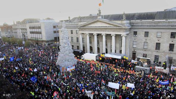 Protest in Dublin against austerity, November 27, 2010