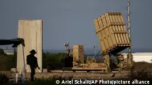 A battery of Israel's Iron Dome defence missile system, deployed to intercept rockets fire from the Gaza Strip, in Ashkelon, southern Israel, Sunday, Aug. 7, 2022. On Saturday an Israeli airstrike killed Khaled Mansour a senior commander in the Palestinian militant group Islamic Jihad. That's according to the militant group Sunday, which has seen their second leader to be slain amid an escalating cross-border conflict. (AP Photo/Ariel Schalit)