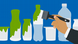 An illustration of green paint being applied to plastic bottles and cups An illustration of green paint being applied to plastic bottles and cups