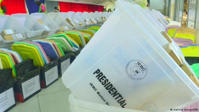 Ballot boxes and voting materials at Nyali polling station in Mombasa
