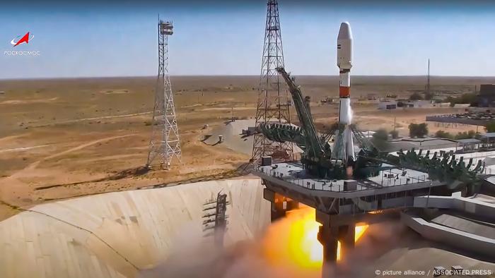 Eine russische Sojus-Rakete beim Start in Baikonur (Foto von August 2022)