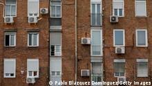 MADRID, SPAIN - JULY 14: Air conditioning units are seen on the exterior of apartment buildings as temperatures continue to soar on July 14, 2022 in Madrid, Spain. Europe is currently experiencing the most sustained period of extreme hot weather in 50 years. (Photo by Pablo Blazquez Dominguez/Getty Images)
