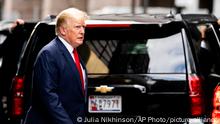 Former President Donald Trump departs Trump Tower, Wednesday, Aug. 10, 2022, in New York, on his way to the New York attorney general's office for a deposition in a civil investigation. (AP Photo/Julia Nikhinson)