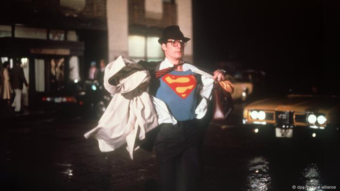 In one scene of the movie Superman, Clark Kent takes off his suit, revealing his Superman suit underneath.