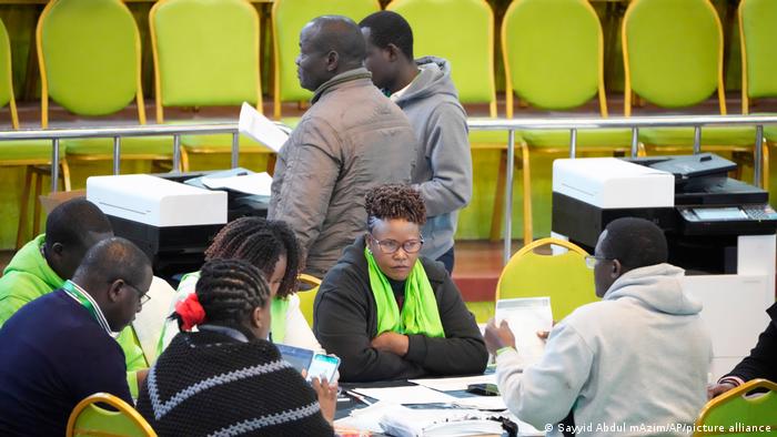 Independent Electoral and Boundaries Commission (IEBC) officials tally results 