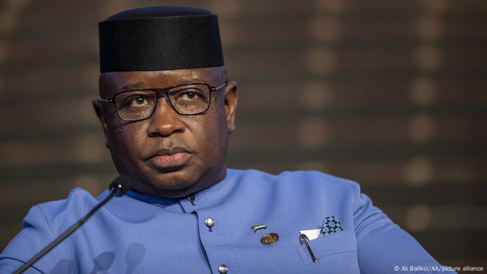 A close-up shot of President Julius Maada Bio