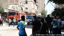 GIZA, EGYPT - AUGUST 14: Firefighters respond to fire broke out at the Abu Sifin in Giza, Egypt on August 14, 2022. Reports stated 35 worshippers died and multiple injured. Stringer / Anadolu Agency