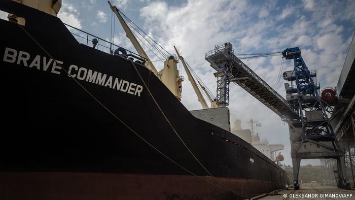 The first UN-chartered vessel MV Brave Commander loads more than 23,000 tonnes of grain to export to Ethiopia