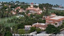 Aug 15, 2022; Palm Beach, FL, USA; Mar-a-Lago estate of former president Donald Trump in Palm Beach, Florida on August 15, 2022. Mandatory Credit: picture-alliance/Greg Lovett-USA TODAY NETWORK