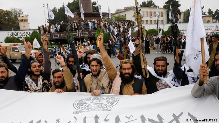 Afghanistan Taliban fighters celebrate the first anniversary of taking power in Kabul