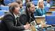 DW Freedom of Speech Award 2022 laureates Mstyslav Chernov (right) and his colleague Evgeniy Maloletka (left) during the official award ceremony 