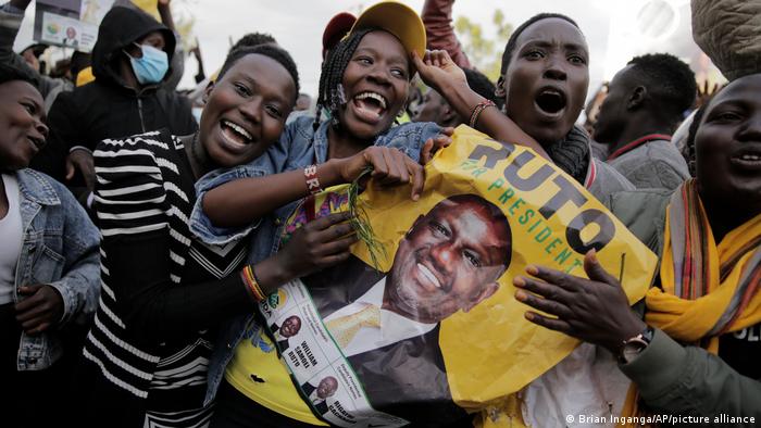 Supporters of Deputy President and presidential candidate William Ruto celebrate his victory