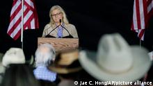Rep. Liz Cheney, R-Wyo., speaks Tuesday, Aug. 16, 2022, at a primary Election Day gathering in Jackson, Wyo. Cheney lost to challenger Harriet Hageman in the primary. (AP Photo/Jae C. Hong)