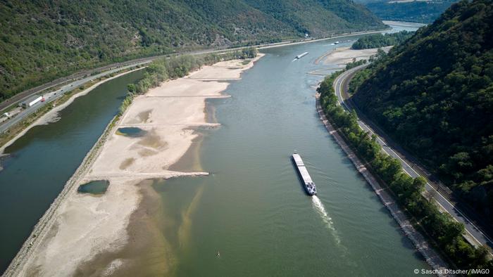 Karancin ruwa a Kaub da ke kan Kogin Rhine a Jamus